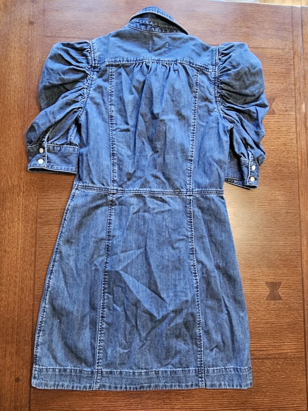 Frame Gillian Puff-Sleeve Denim Dress Medium - Picture 2 of 13